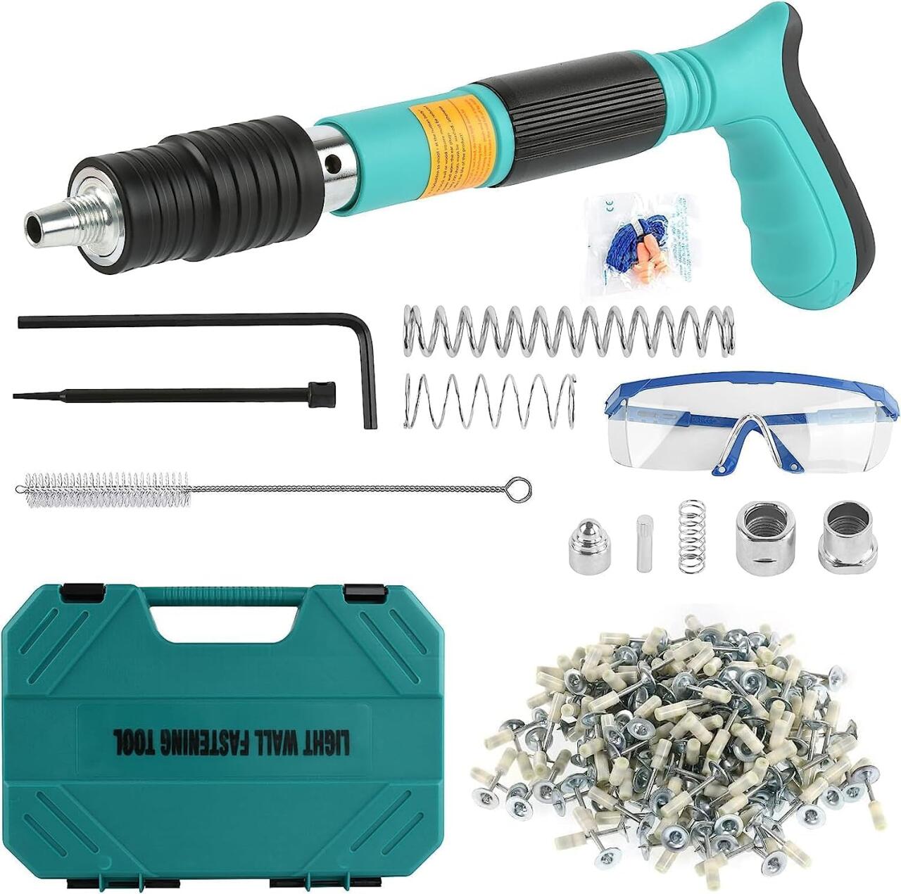 Kit Pistola de clavos para hormigón, ajustables y con kit incluido