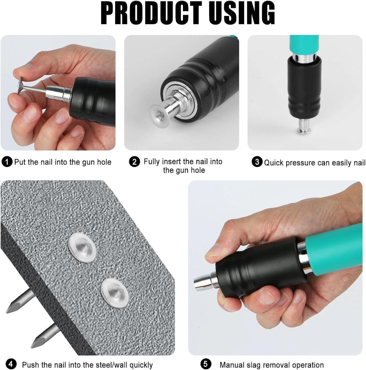 Kit Pistola de clavos para hormigón, ajustables y con kit incluido