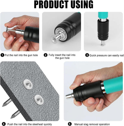 Kit Pistola de clavos para hormigón, ajustables y con kit incluido
